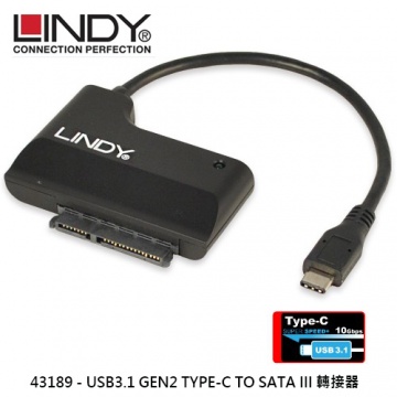 LINDY 43189 - USB3.1 GEN2 TYPE-C TO SATA III轉接器