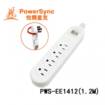 PowerSync 群加 防雷擊1開4插延長線 (1.2M) PWS-EE1412