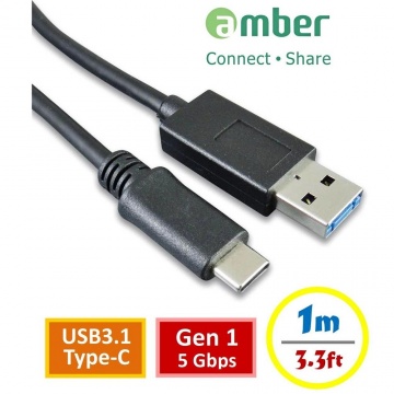 (USB3.1 Type-C - USB3.1 Gen 1) amber USB3.1 Type-C公 對USB3.1 Gen 1 A公充電線/傳輸線1M CU3-CA110