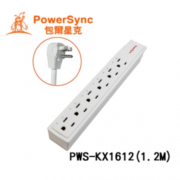 PowerSync 群加 MX3防雷擊3孔6座電源延長線 (1.2M) PWS-KX1612
