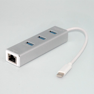 Fujiei 力祥 USB 3.0 Type-C 3 埠 HUB + 仟兆網卡 (AJ0065)