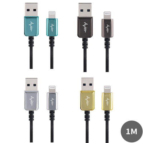 AVIER Classic USB-A to Lightning MFi認證 編織高速充電傳輸線 1M 小滄藍/耀岩黑/啞鉑金/鋒芒銀