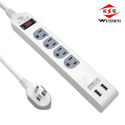 Weitien 威電 CU3141 1.2米 USB智慧快充1開4座電源延長線 CU3141-04