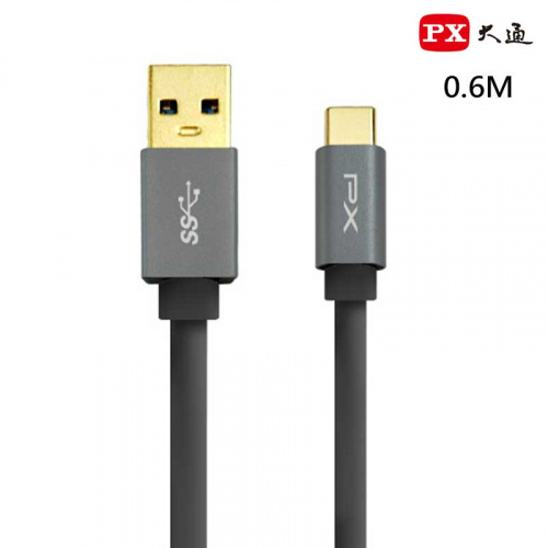 PX 大通 UAC3-0.6B USB 3.1 GEN1 C to A 0.6m 超高速 充電 傳輸線 黑色