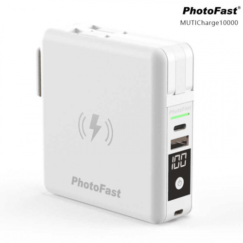 PhotoFast MUTI Charge 10000mAh QI 多功能 五合一 無線 行動電源 白色