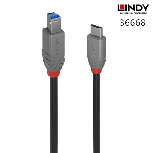 LINDY 林帝 36668 ANTHRA USB3.2 GEN1 TYPE-C公 TO B公 3M 傳輸線