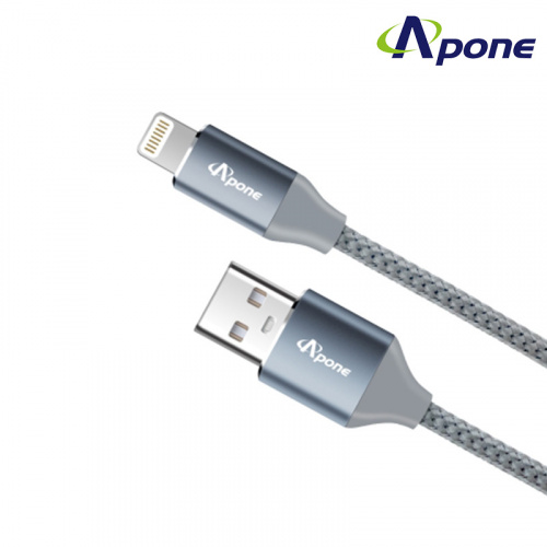 APONE USB 轉 LIGHTNING 傳輸充電線 太空灰 2米 APC-AL20G