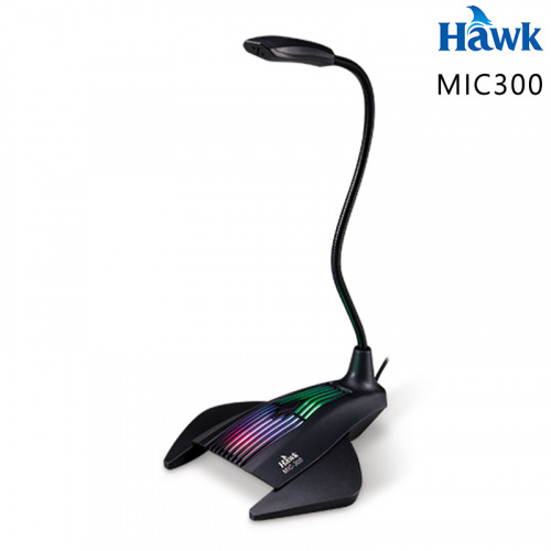 Hawk 浩客 MIC300 USB RGB 發光 電競 桌上蛇管軟管式 麥克風 03-MIC300BK