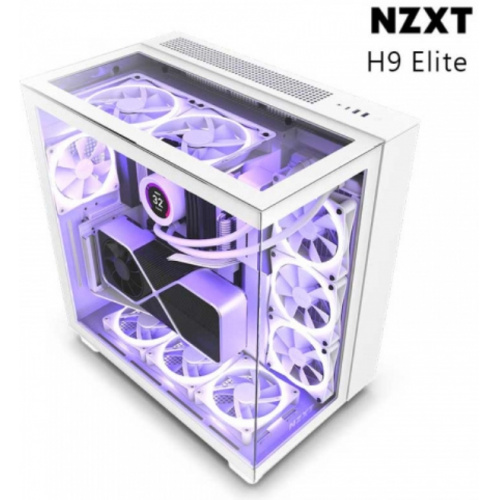 NZXT 恩傑 H9 ELITE ATX電腦機殼 三面玻璃透側 TYPE-C 預裝風扇x4 白色
