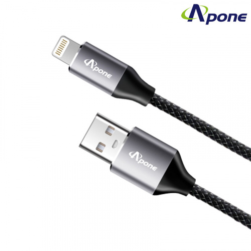 APONE USB TO LIGHTNING 傳輸充電線 黑色 2米 APC-AL20B