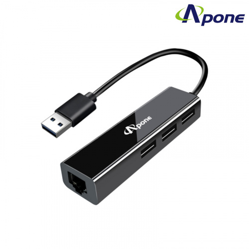 APONE APN-U3H3 USB 轉 RJ45 外接網卡 + 3埠 USB3.0 HUB集線器