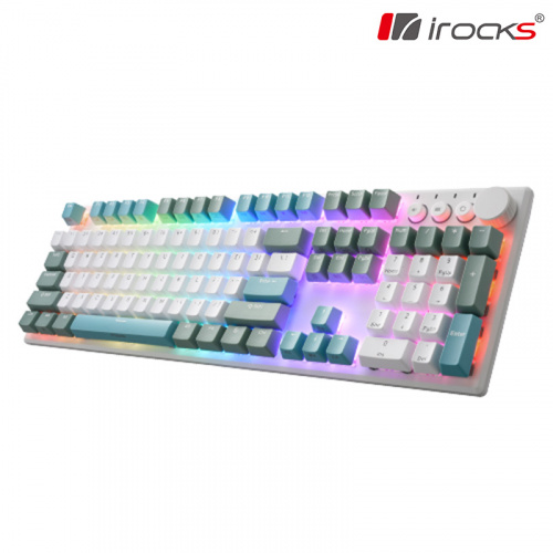 IROCKS 艾芮克 K74R RGB 雙模機械式鍵盤 海島藍 中文 青/紅/茶軸