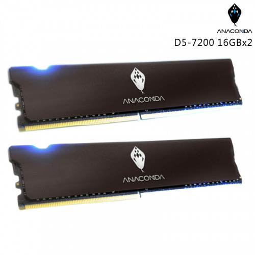 ANACOMDA 巨蟒 KingSnake黑王蛇 16GBx2 DDR5-7200 記憶體 雙通道 CL46 黑散熱片