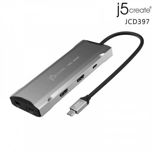J5create 凱捷 JCD397 USB-C MST 4K 三螢幕 Gen2 多功能 擴充 集線器