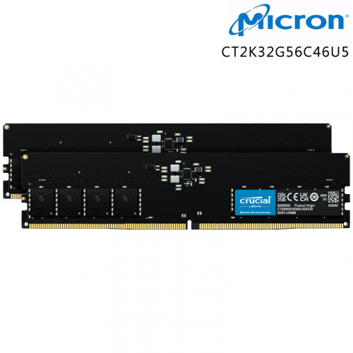 Micron 美光 Crucial 32GBx2 DDR5-5600 記憶體 雙通道 CL46 無散熱片 CT2K32G56C46U5