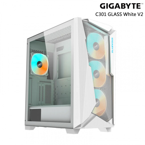 GIGABYTE 技嘉 AORUS C301 GLASS White V2 機殼 白色 E-ATX 預裝12cm ARGB風扇x4