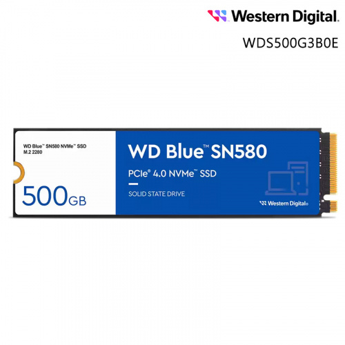 WD 藍標Blue SN580 500GB M.2 PCIe Gen4 SSD固態硬碟 五年保固 WDS500G3B0E