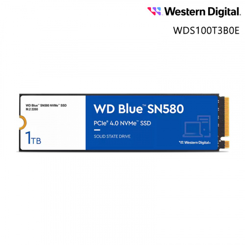 WD 藍標Blue SN580 1TB M.2 PCIe Gen4 SSD固態硬碟 五年保固 WDS100T3B0E