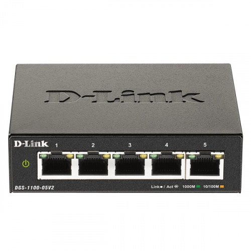 D-LINK友訊 DGS-1100-05V2 5埠 Gigabit Layer 2 簡易網管型交換器