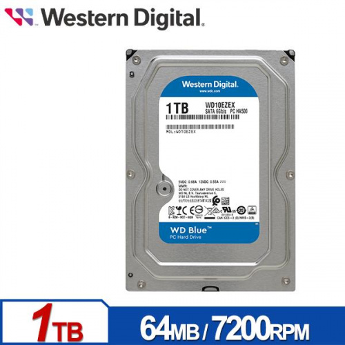 WD 藍標 1TB 3.5吋 HDD硬碟 7200轉 三年保固 WD10EZEX