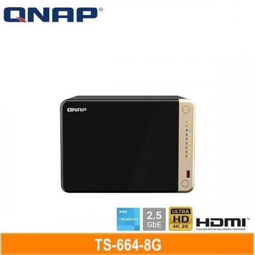 QNAP 威聯通 QNAP TS-664-8G NAS網路儲存伺服器 ▲下單前先詢問貨況【4Bay/2.5GbE/不含硬碟】