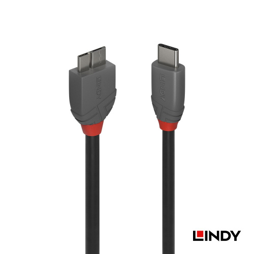 LINDY 林帝 36620 ANTHRA系列 USB3.2 GEN 1 TYPE-C/公 TO MICRO-B/公 傳輸線 0.5M