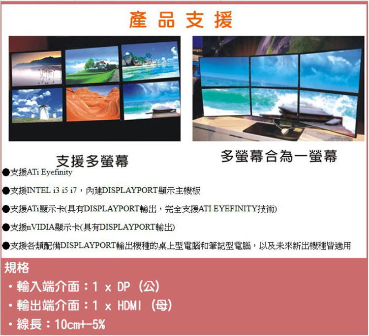 fujiei-力祥-SR4107-Displayport公-轉-HDMI母-10公分-轉接線-規.jpg