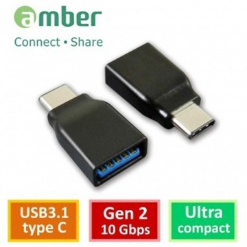 Amber super轉接頭 USB3.1 type C 公 轉 USB 3.1 A 母 最強Gen 2規格 超小細緻版 CU3-AA01