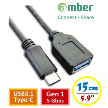 amber USB3.1 Type-C 公 對USB3.1 A母 15cm OTG轉接線