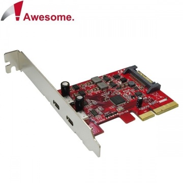 Awesome PCIe x4 2埠TypeC USB 3.1 10Gbps擴充卡 AWD-UB-135