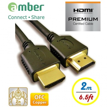 【PREMIUM HDMI 2.0b認證】amber OFC無氧銅極品優質高速HDMI傳輸線A-A 2M (HDMI-HDMI) HM2-AA120