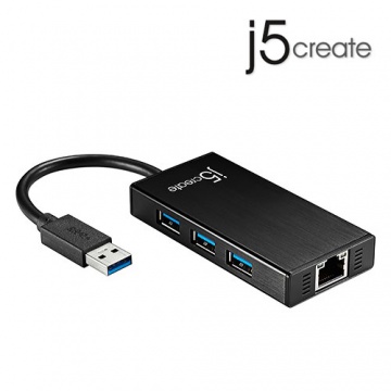 j5create 凱捷 JUH470 USB3.0 多功能 擴充卡 (Giga Lan+3 Port集線器)