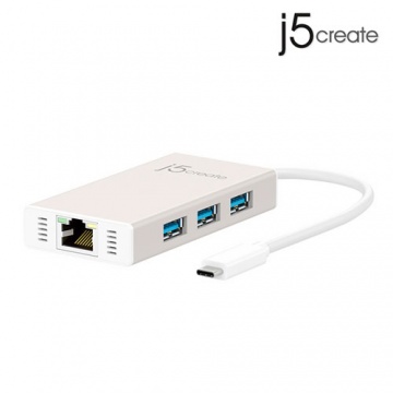 j5create 凱捷 JCH471 USB TYPE-C 超高速 外接網路卡 + 集線器