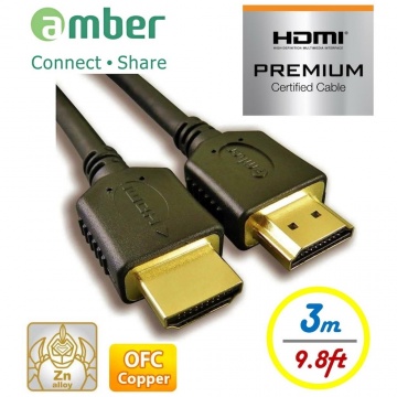 【PREMIUM HDMI 2.0b認證】amber OFC 無氧銅極品優質高速HDMI傳輸線A-A-【3M】(HDMI-HDMI) HM2-AA130