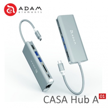 ★獨立1對6埠多功能集線器★ ADAM CASA Hub A01 USB3.1 Type-C 6port 多功能集線器- 魅力銀