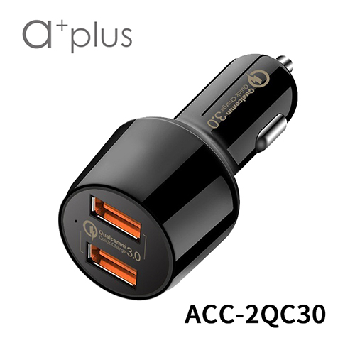 a+plus 高通認證 雙QC 3.0急速車用充電器 ACC-2QC30