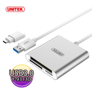 UNITEK 優越者 Y-9313D Type-C+A USB3.0 多合一 讀卡機
