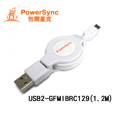 PowerSync 群加 A公對Micro USB傳輸充電兩用易拉線 (白) (1.2M) USB2-GFMIBRC129