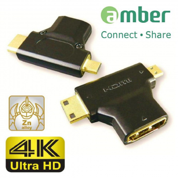 Amber micro HDMI & mini HDMI 轉HDMI T字轉接頭 ACD2