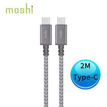 Moshi Integra 強韌系列 USB-C to USB-C 耐用充電/傳輸編織線 灰色 2 m