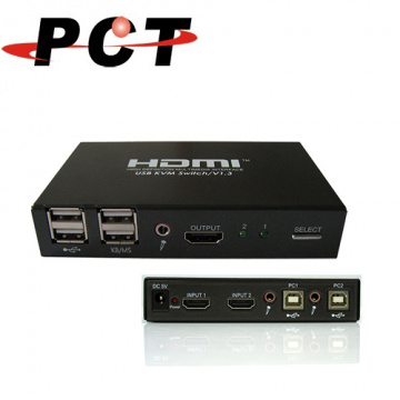 PCT 銘鵬 HUC214 2埠 HDMI 多電腦切換器 (含麥克風輸入)