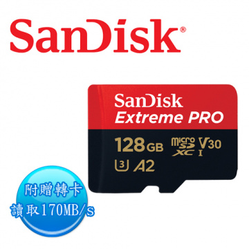 SANDISK EXTREME PRO® UHS-I MicroSDXC A2 V30 128G T-Flash 附轉卡 記憶卡 128GB