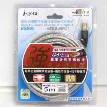 I-gota 透金 USB2.0 (A公)-(B公) 5米 (B-USB-ABPP05P)