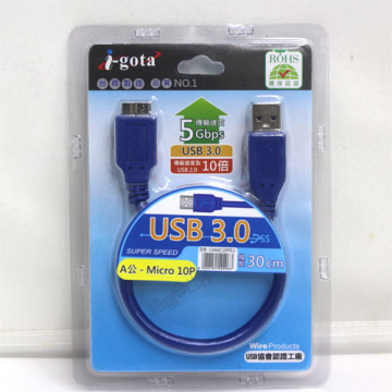 i-gota USB3.0 A公 轉Micro 10P 高速傳輸線 30CM (F20USIG0040I)(U3AMC10PP0.3)