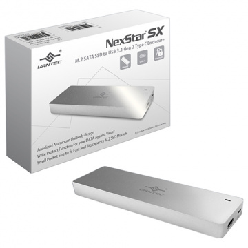 VANTEC 凡達克 NexStar SX M.2 SATA SSD to USB 3.1 Gen 2 Type C 外接盒 (NST-203C3-SV)