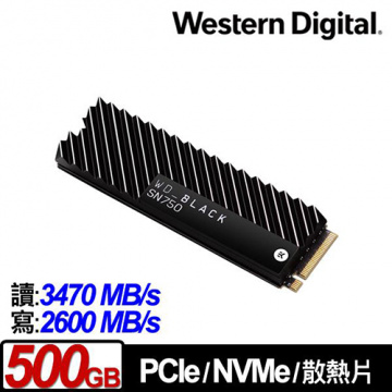 WD 黑標 BLACK SN750 500GB 3D NAND M.2 PCI-E SSD 固態硬碟 (配備EKWB散熱片) WDS500G3XHC