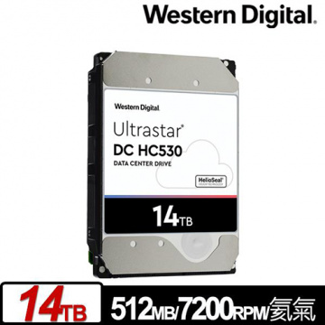 WD Ultrastar DC HC530 14TB 企業級 氦氣封裝硬碟 (WUH721414ALE6L4/0F31284)