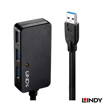 LINDY 43159 主動式 USB3.0 4埠延長集線器 10M