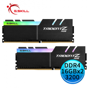 芝奇 G.SKILL Trident Z RGB 幻光戟 DDR4-3200 16GBx2 超頻記憶體 F4-3200C16D-32GTZR