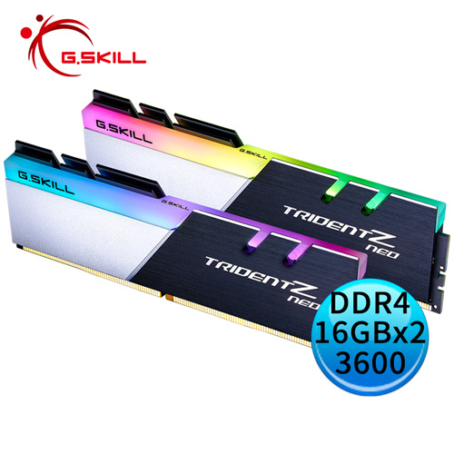 芝奇 G.SKILL Trident Z Neo 焰光戟 DDR4-3600 16GBx2 超頻記憶體 F4-3600C16D-32GTZNC3D300GS0067